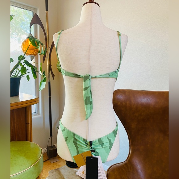 Brazilian Monokini | Green & Gold | Scrunch Butt | S - Picture 2 of 16